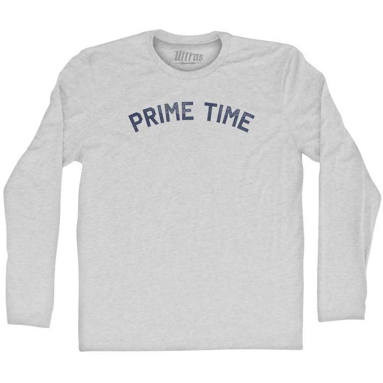 Prime Time Adult Cotton Long Sleeve T-shirt - Grey Heather