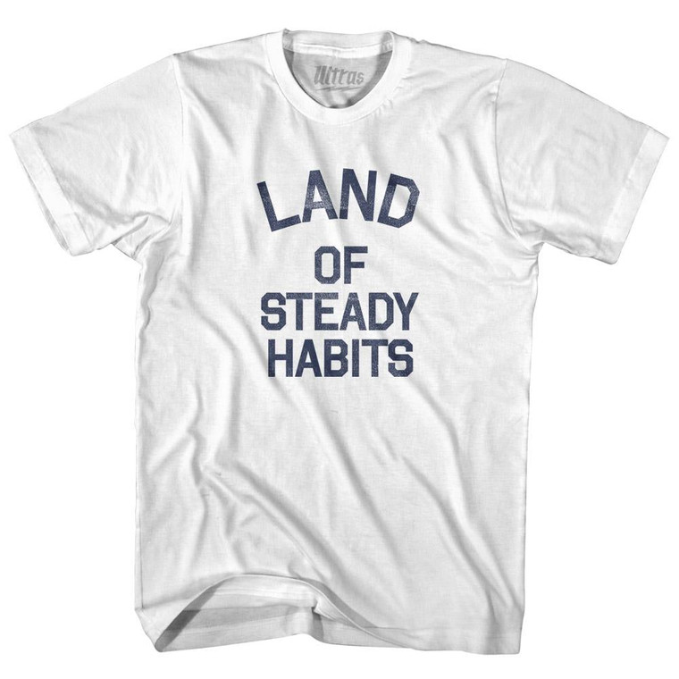 Connecticut Land of Steady Habits Nickname Adult Cotton T-shirt - White