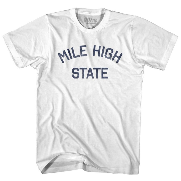 Colorado Mile High State Nickname Adult Cotton T-shirt - White