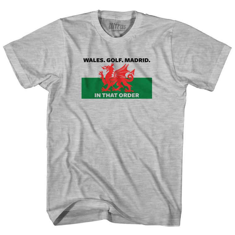 Gareth Bale Wales Golf Madrid In that Order Youth Cotton Soccer T-shirt - Grey Heather