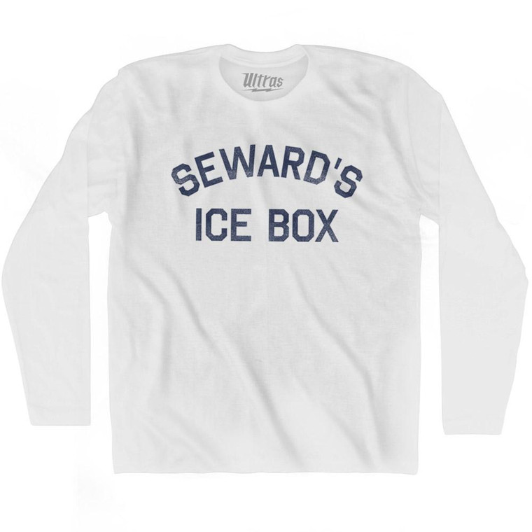 Alaska Seward's Ice Box Nickname Adult Cotton Long Sleeve T-shirt - White