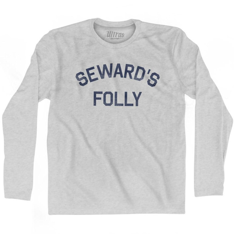Alaska Seward's Folly Nickname Adult Cotton Long Sleeve T-Shirt - Grey Heather