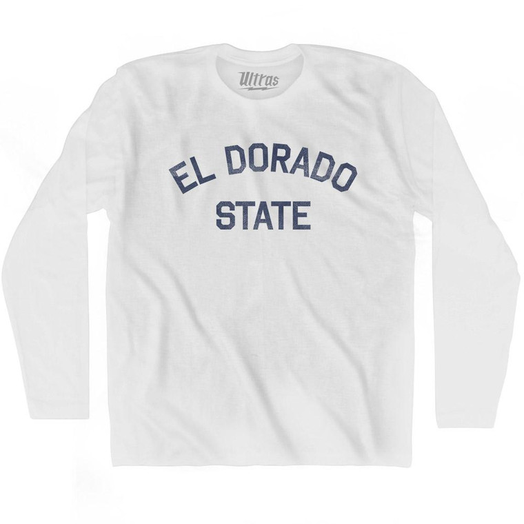 California El Dorado State Nickname Adult Cotton Long Sleeve T-shirt - White