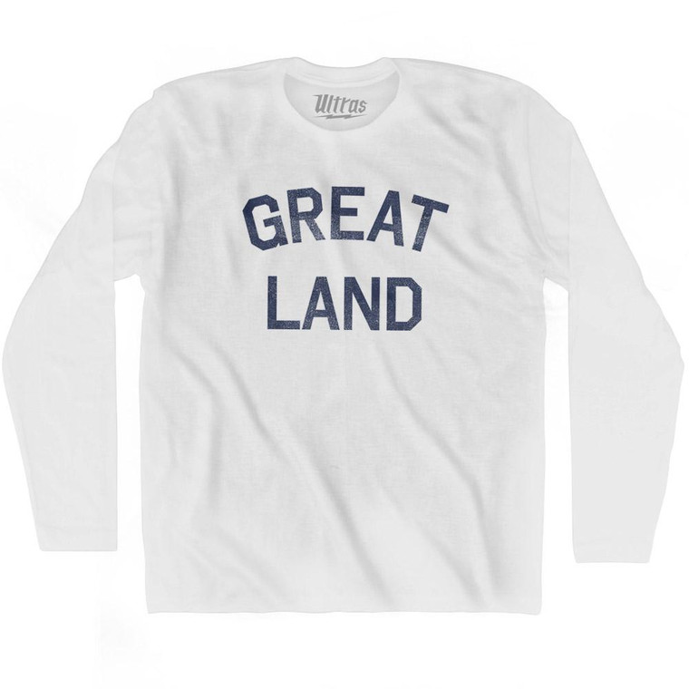 Alaska Great Land Nickname Adult Cotton Long Sleeve T-shirt - White