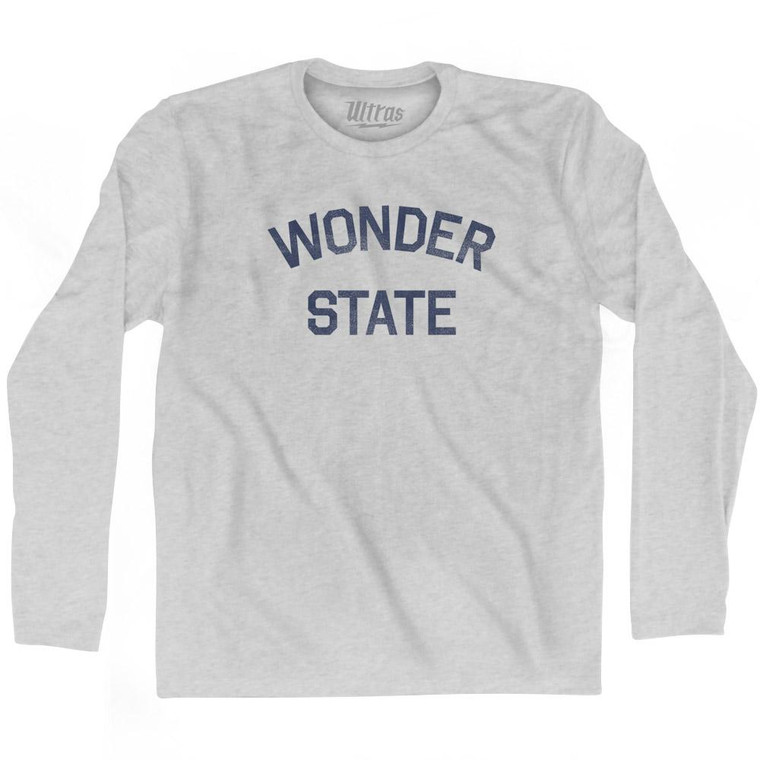 Arkansas Wonder State Nickname Adult Cotton Long Sleeve T-Shirt - Grey Heather