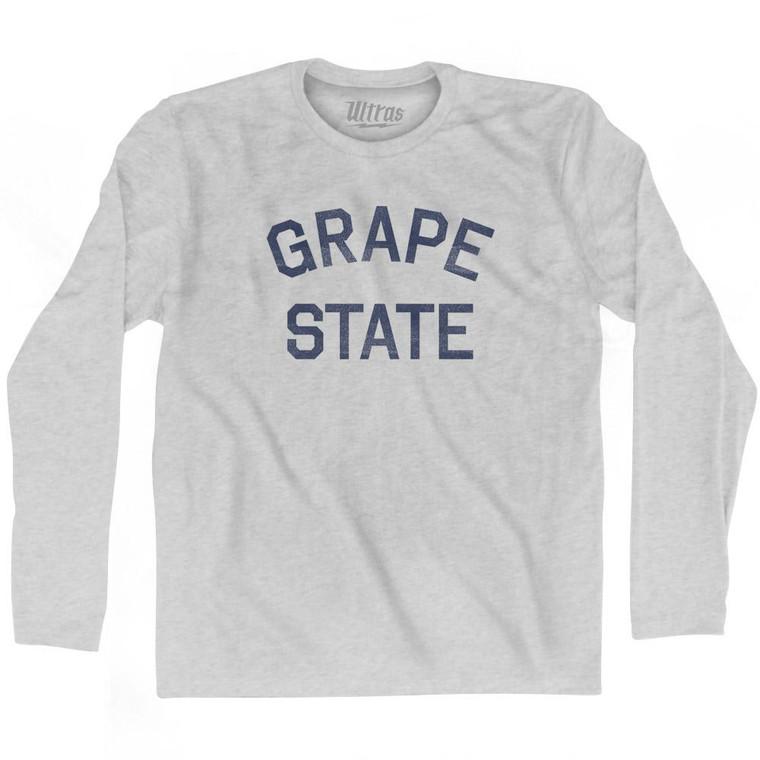 California Grape State Nickname Adult Cotton Long Sleeve T-Shirt - Grey Heather