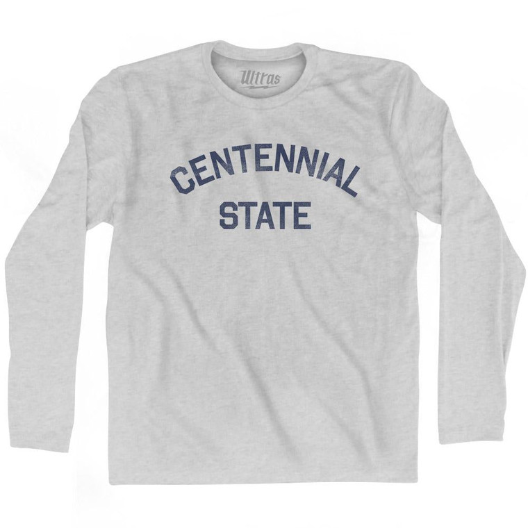 Colorado Centennial State Nickname Adult Cotton Long Sleeve T-Shirt - Grey Heather