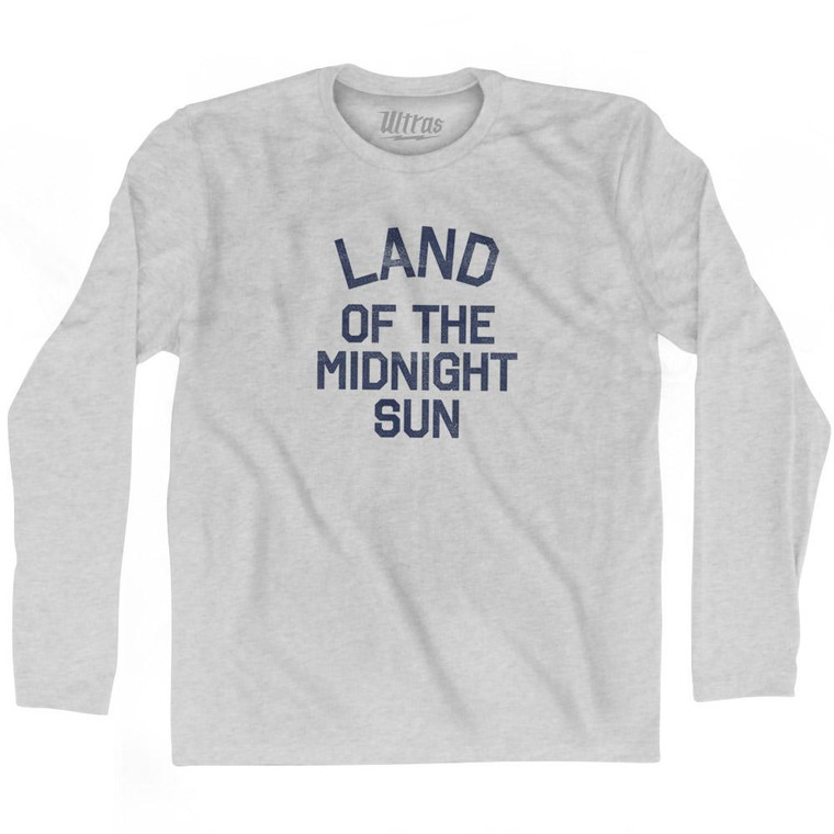 Alaska Land of the Midnight Sun Nickname Adult Cotton Long Sleeve T-Shirt - Grey Heather