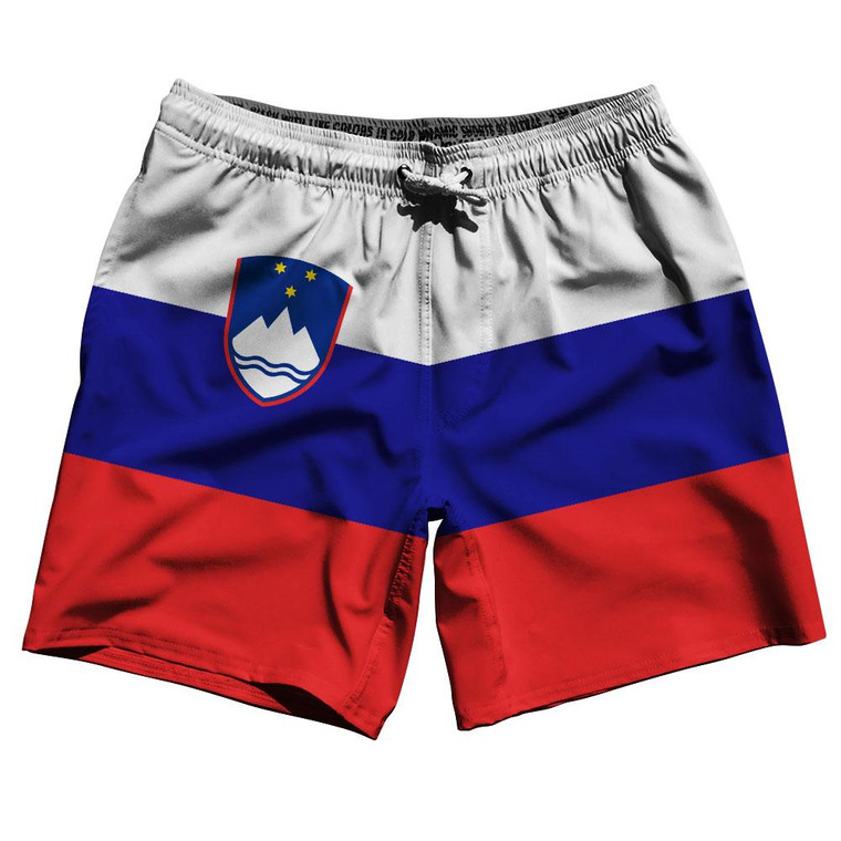 Slovenia Country Flag 7.5" Swim Shorts Made in USA - Blue Red White