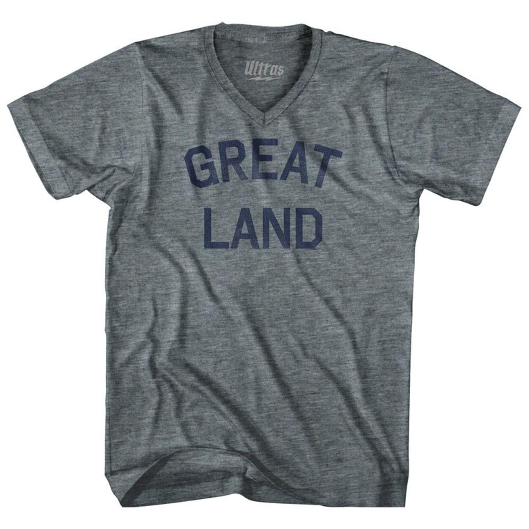 Alaska Great Land Nickname Adult Tri-Blend V-neck T-shirt - Athletic Grey