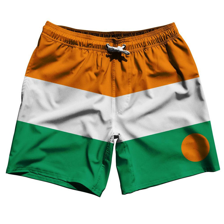 Niger Country Flag 7.5" Swim Shorts Made in USA - Orange Green