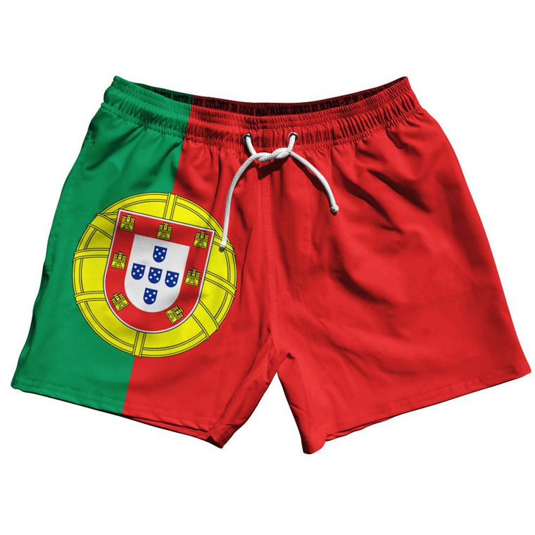 Portugal Country Flag 5" Swim Shorts Made in USA - Red White