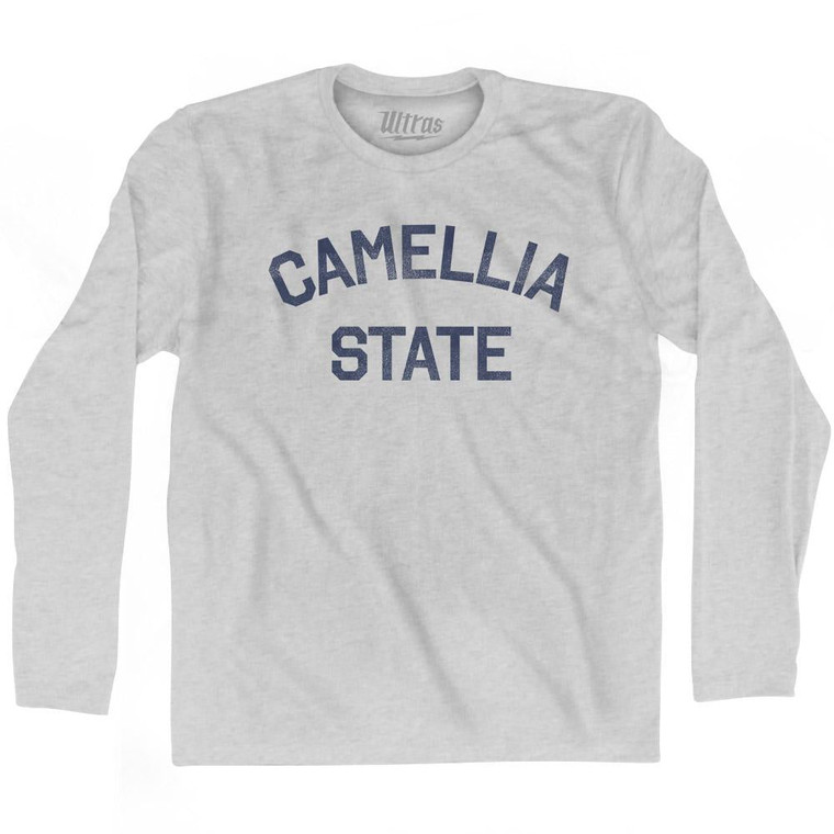 Alabama Camellia State Nickname Adult Cotton Long Sleeve T-Shirt - Grey Heather
