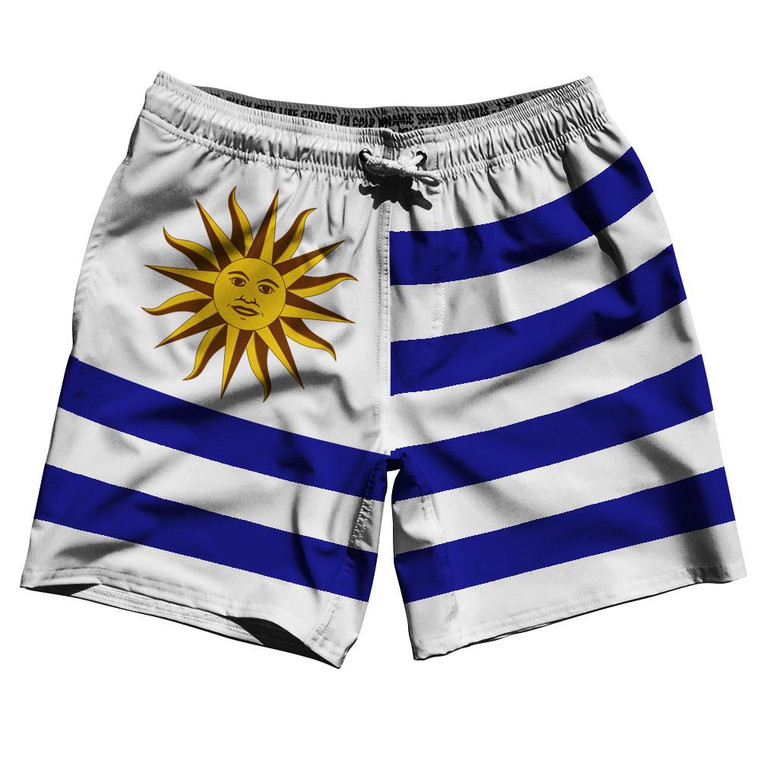 Uruguay Country Flag 7.5" Swim Shorts Made in USA - Blue White