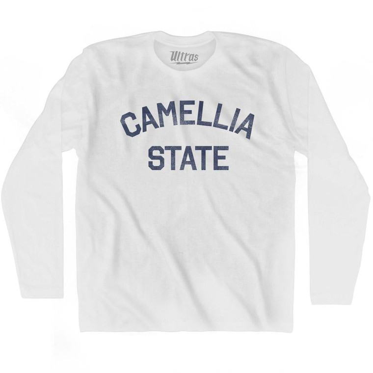Alabama Camellia State Nickname Adult Cotton Long Sleeve T-shirt - White