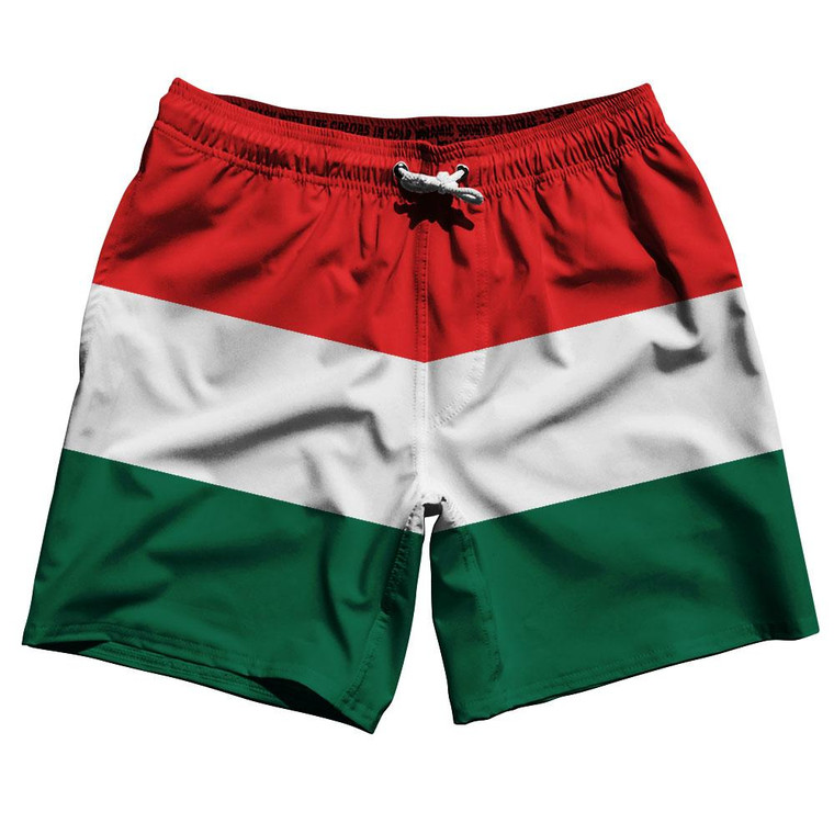 Hungary Country Flag 7.5" Swim Shorts Made in USA - Green Red