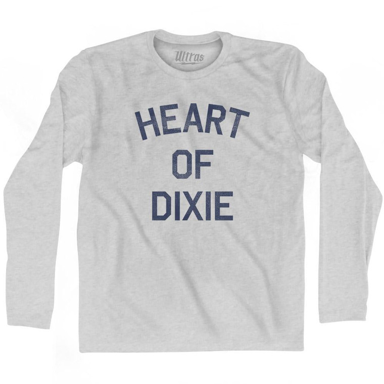 Alabama Heart of Dixie Nickname Adult Cotton Long Sleeve T-Shirt - Grey Heather
