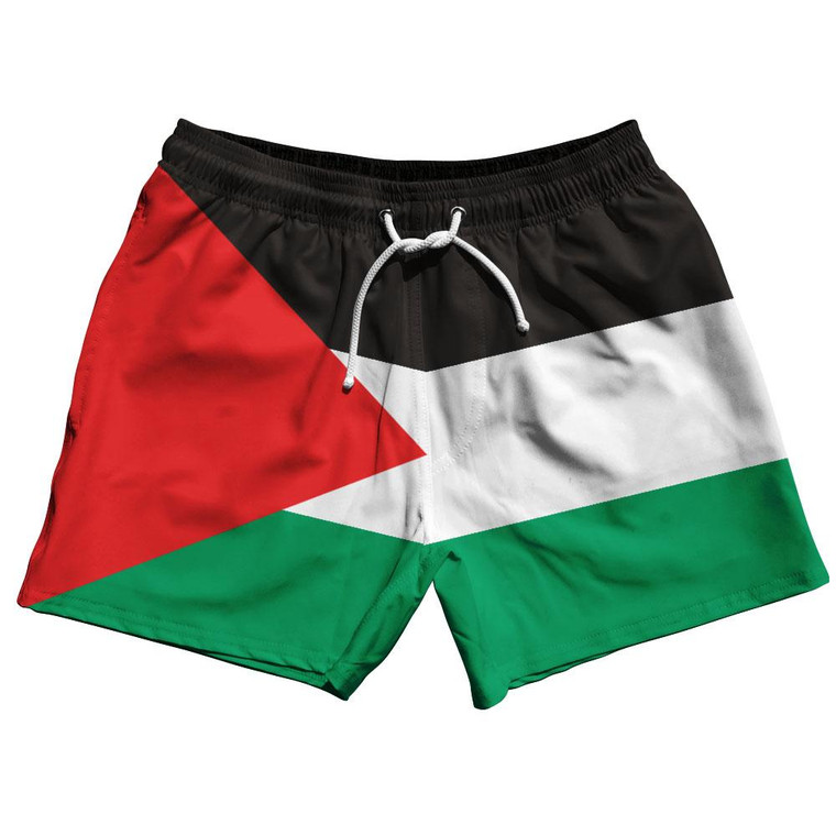 Palestine Country Flag 5" Swim Shorts Made in USA - Black White Green