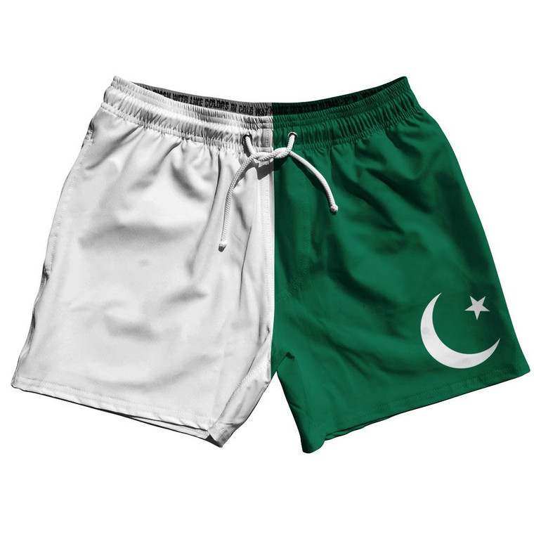 Pakistan Country Flag 5" Swim Shorts Made in USA - White Green