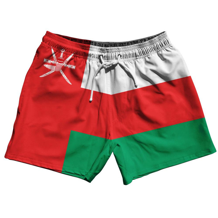 Oman Country Flag 5" Swim Shorts Made in USA - White Red Green