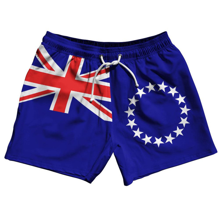 Cook Islands Country Flag 5" Swim Shorts Made in USA - Blue White
