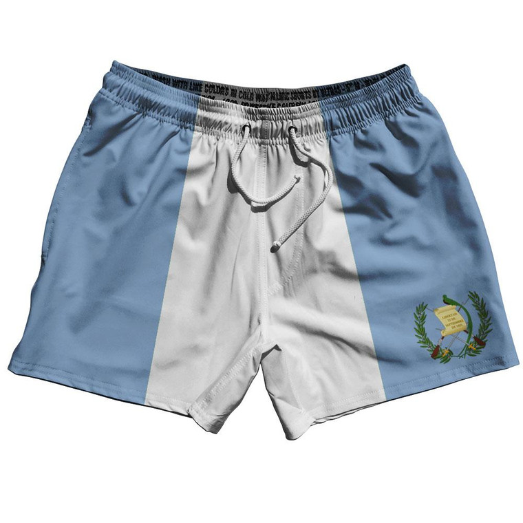 Guatemala Country Flag 5" Swim Shorts Made in USA - White Blue