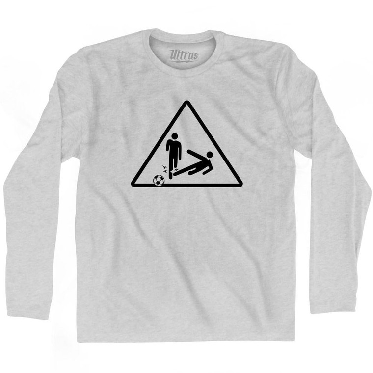 Italy De Rossi Caution Tackle Tattoo Adult Cotton Long Sleeve Soccer T-shirt - Grey Heather