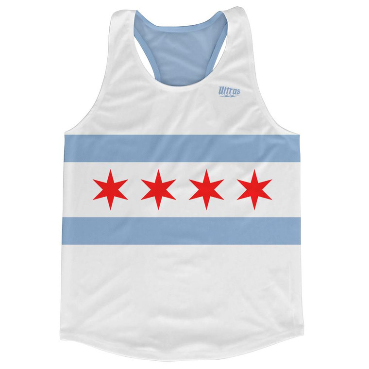 Chicago City Flag Running Tank Top Racerback Track and Cross Country Singlet Jersey Made in USA - White