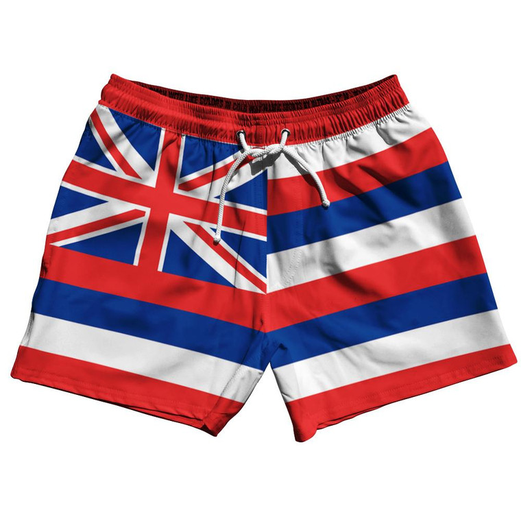 Hawaii US State 5" Swim Shorts Made in USA - Red Blue