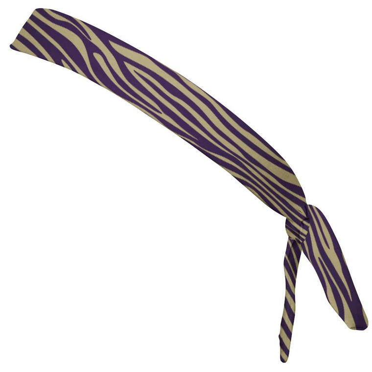 Zebra Vegas Gold & Purple Elastic Tie Running Fitness Skinny Headbands Made in USA - Gold Purple