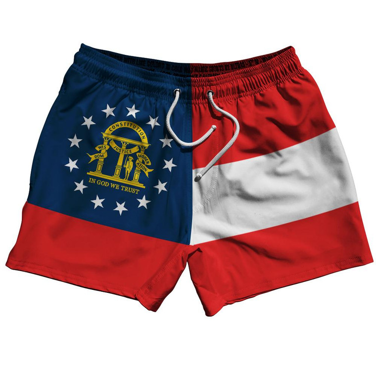 Georgia US State 5" Swim Shorts Made in USA - Red Blue