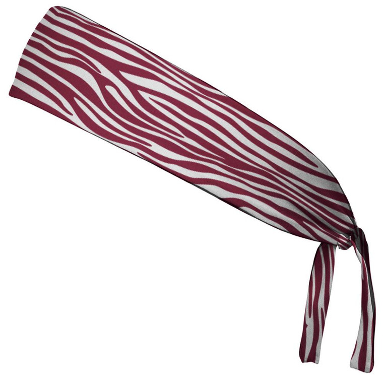 Zebra Red & White Elastic Tie Running Fitness Headbands Made In USA - Red White