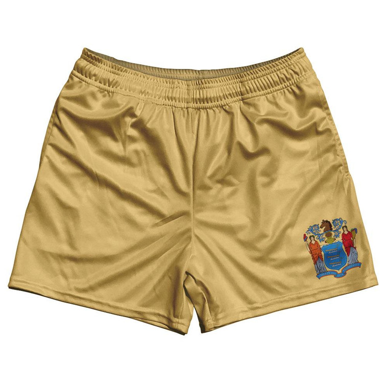 New Jersey State Flag Rugby Shorts Made in USA - Creme