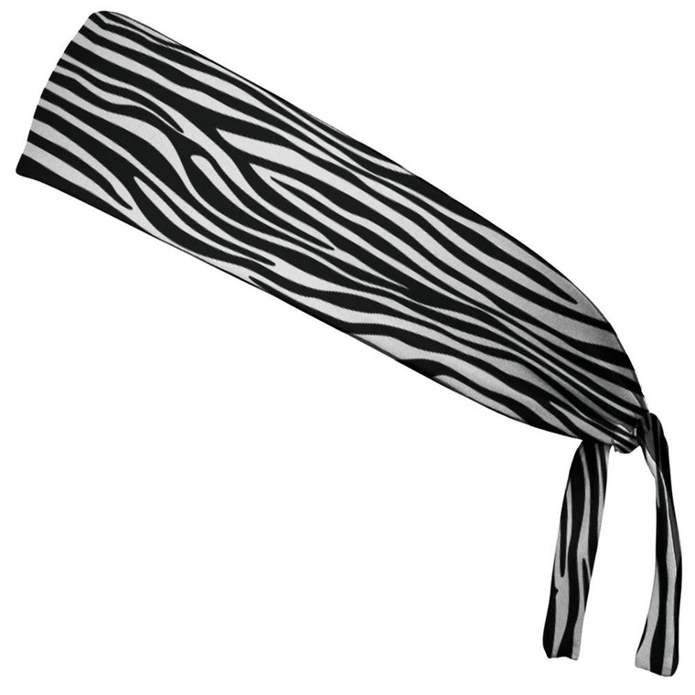 Zebra Black & White Elastic Tie Running Fitness Headbands Made in USA - Black White