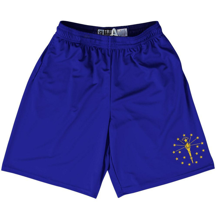 Indiana State Flag 9" Inseam Lacrosse Shorts Made in USA - Blue