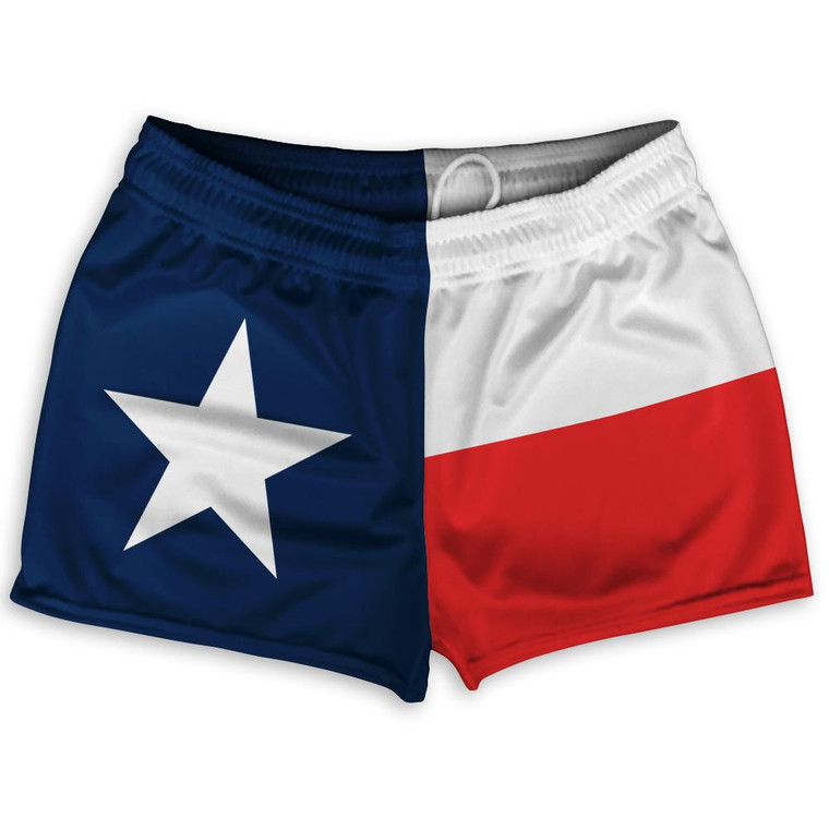 Texas State Flag Shorty Short Gym Shorts 2.5" Inseam Made in USA - Blue Red White