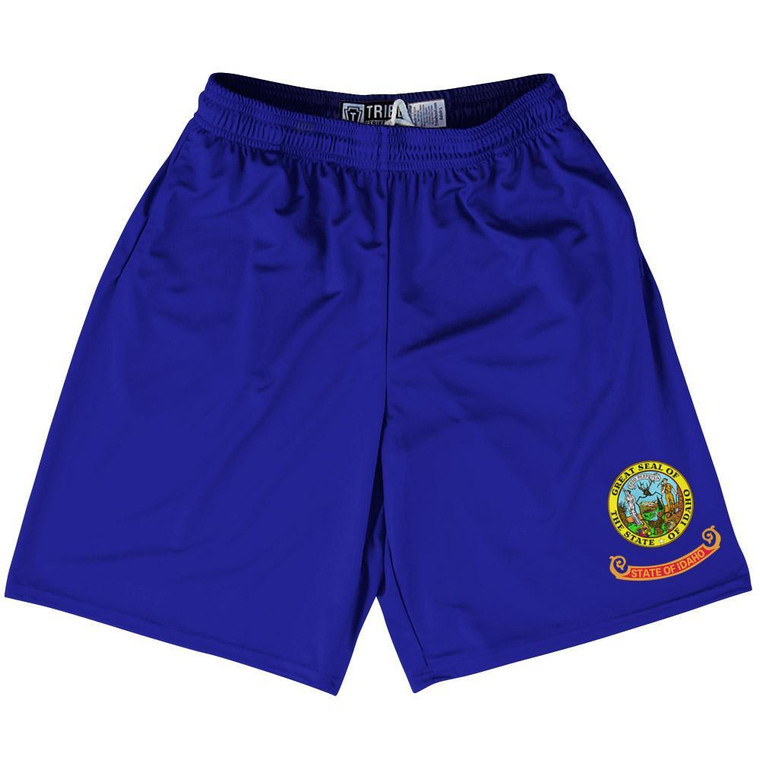 Idaho State Flag 9" Inseam Lacrosse Shorts Made in USA - Blue