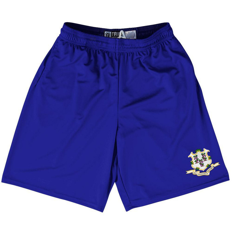 Connecticut State Flag 9" Inseam Lacrosse Shorts Made in USA - Blue