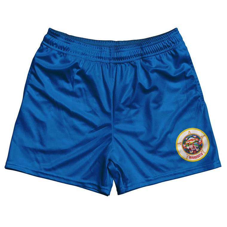 Minnesota State Flag Rugby Shorts Made in USA - Sky Blue