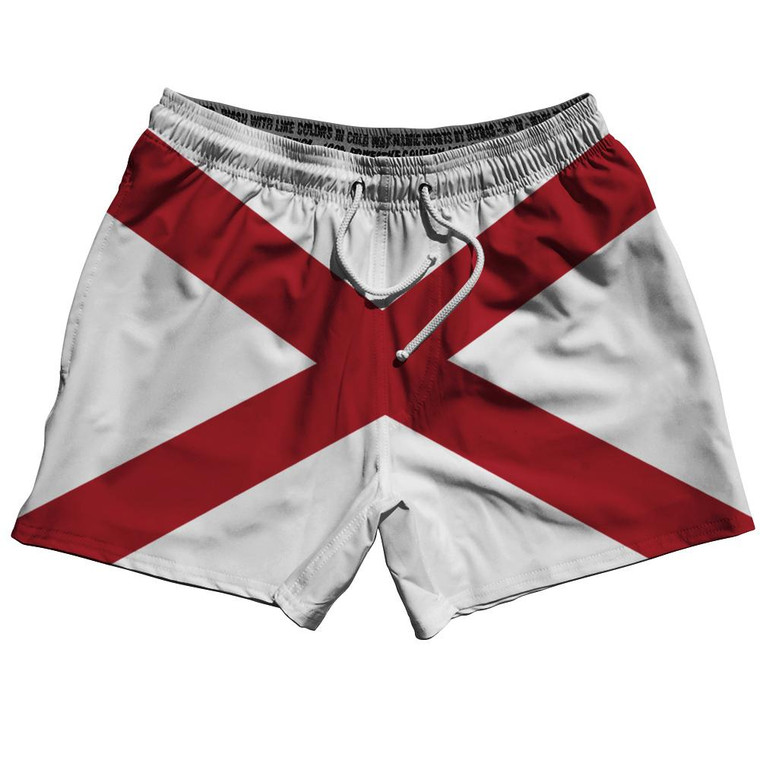 Alabama US State 5" Swim Shorts Made in USA - White Red