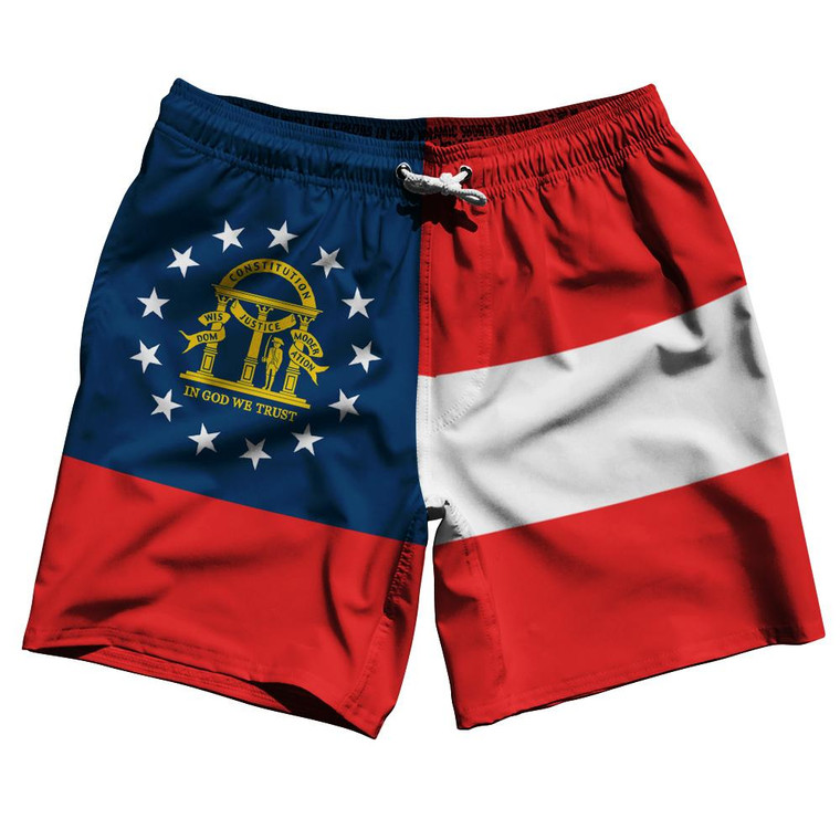 Georgia US State 7.5" Swim Shorts Made in USA - Red Blue