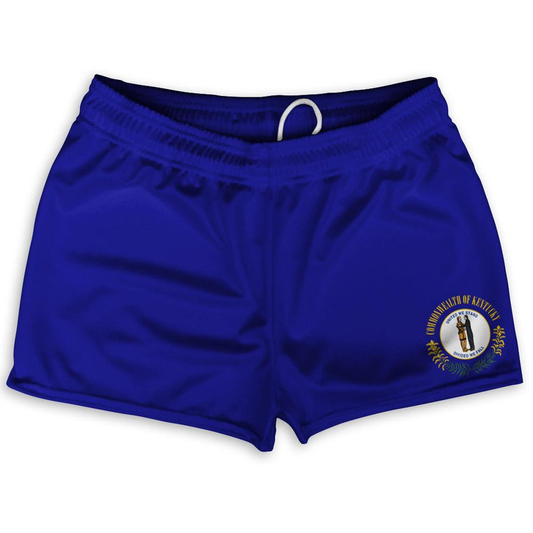 Kentucky State Flag Shorty Short Gym Shorts 2.5" Inseam Made in USA - Blue