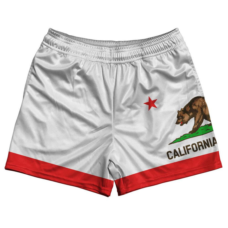 California State Flag Rugby Shorts Made In USA - White Red