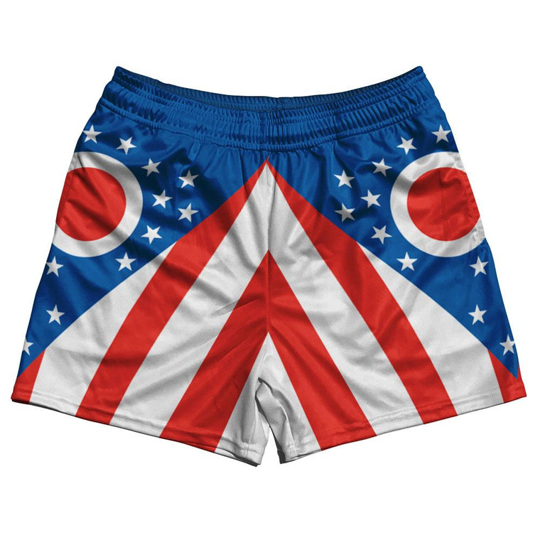 Ohio State Flag Rugby Shorts Made in USA - Blue