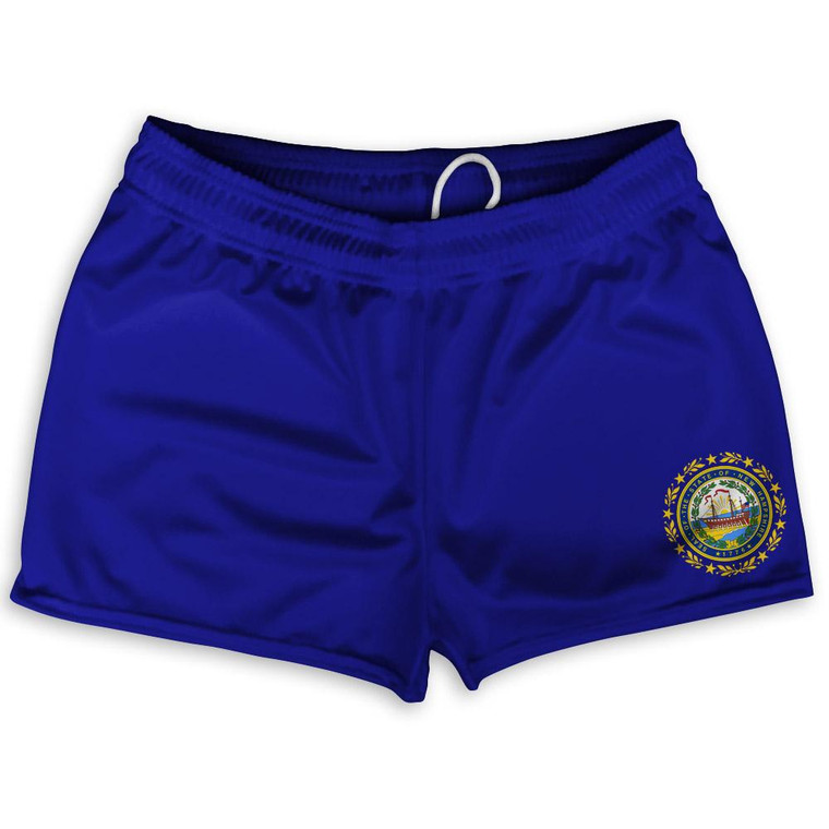 New Hampshire State Flag Shorty Short Gym Shorts 2.5" Inseam Made in USA - Blue
