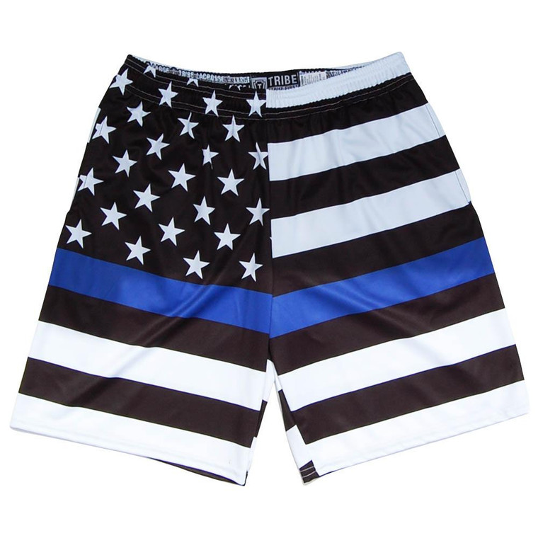 Police American Flag Lacrosse Shorts Made in USA - White