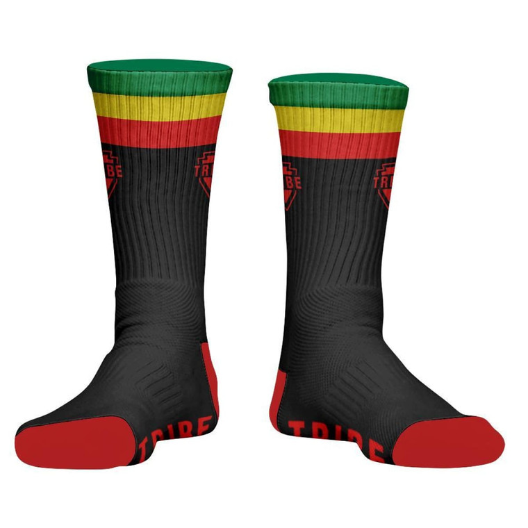 Tribe Rasta Flag Black Athletic Full Crew Socks - Black