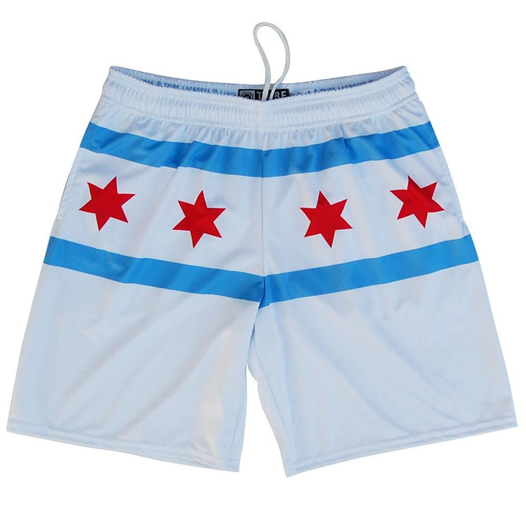 Chicago Flag Lacrosse Shorts Made in USA - White