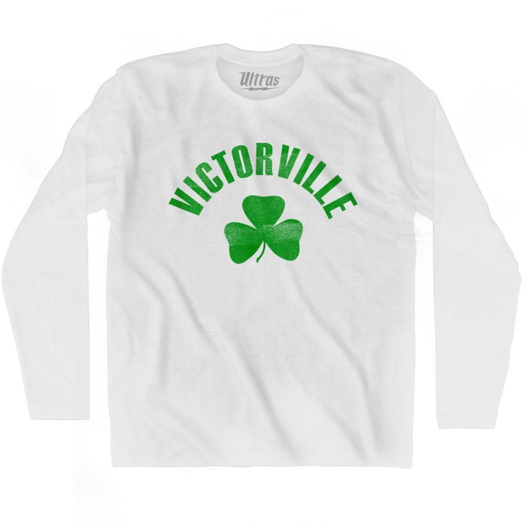 Victorville Shamrock Cotton Long Sleeve T-shirt - White