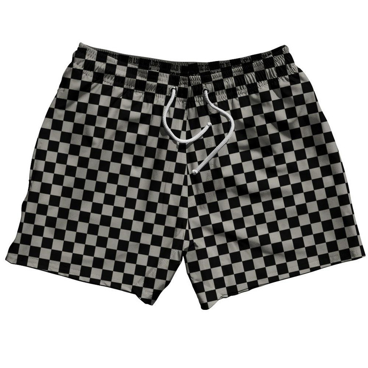 Grey Medium Checkerboard 5" Swim Shorts Made in USA - Grey Medium